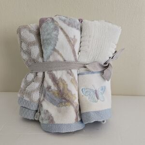 Bundle Of Six Floral and Butterfly Print Towels/Fingertip